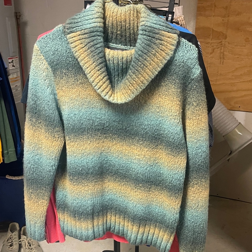 Woolrich Blue and Cream Cowl Neck Sweater